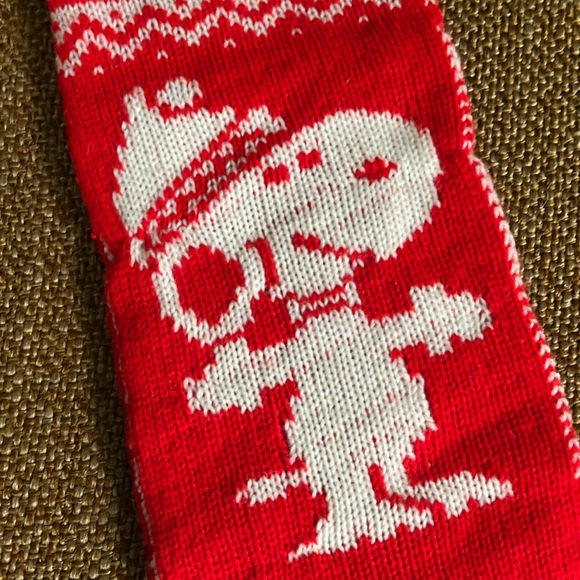 Red and White Christmas Stocking with Snoopy in Santa Hat - Picture 2 of 6
